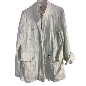 Marrakech Anthropologie Utility Jacket Twill Large White EUC Relaxed 6085